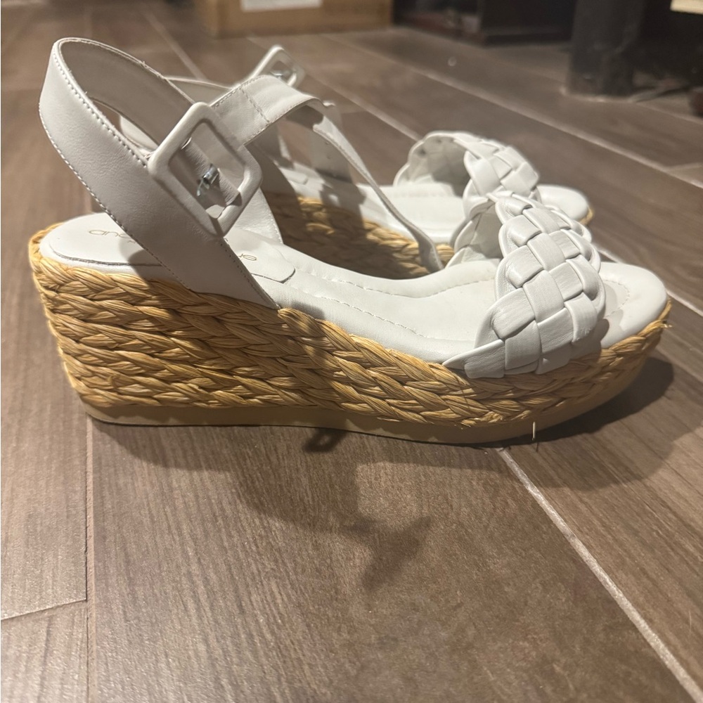 Karl Lagerfeld White Espadrille Wedges